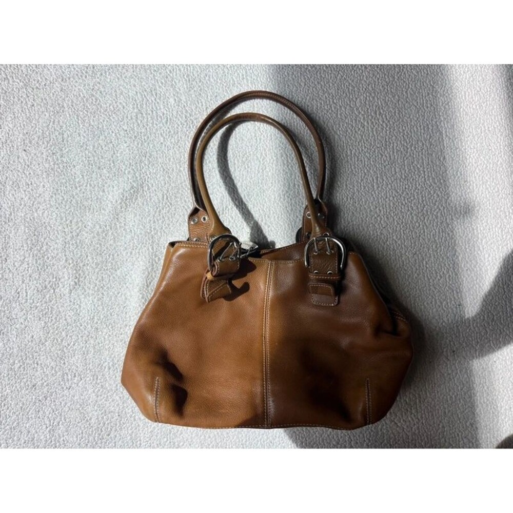 Y2K Tignanello Brown Leather Buckle Shoulder Bag